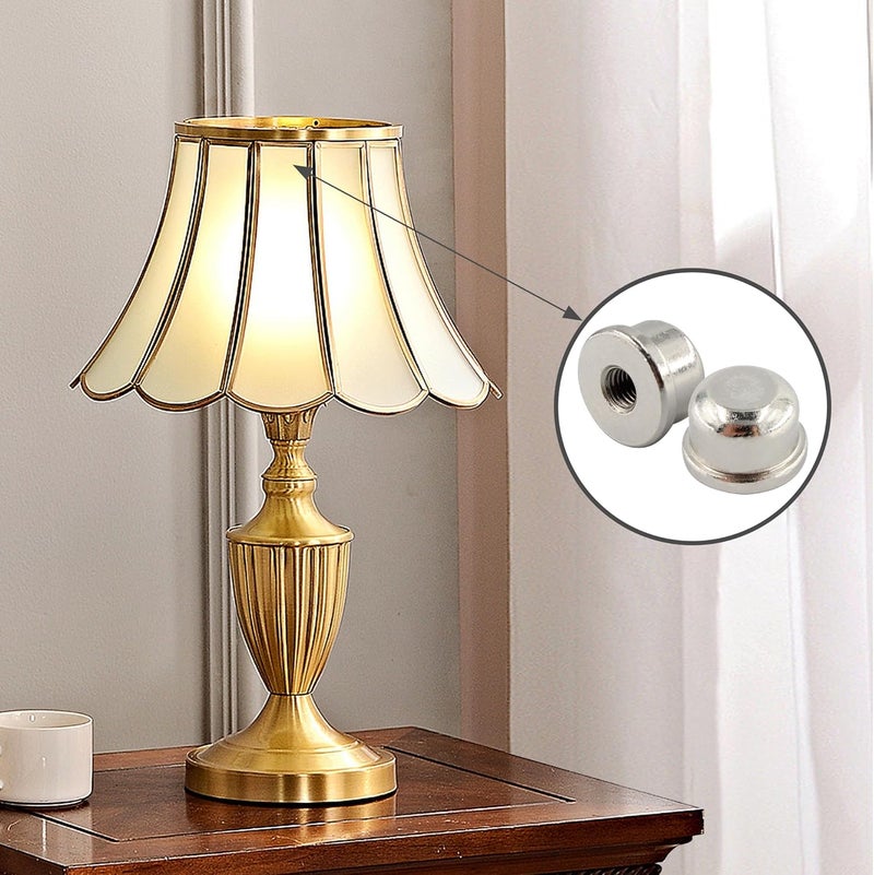 AUXBC 4PCS Solid Lamp Finials Caps Tapped, Knob On Top of The Harp Lampshade Stand, Harp Lamp Finial Knob, 1/2 inch Tall, Silver - Image 5